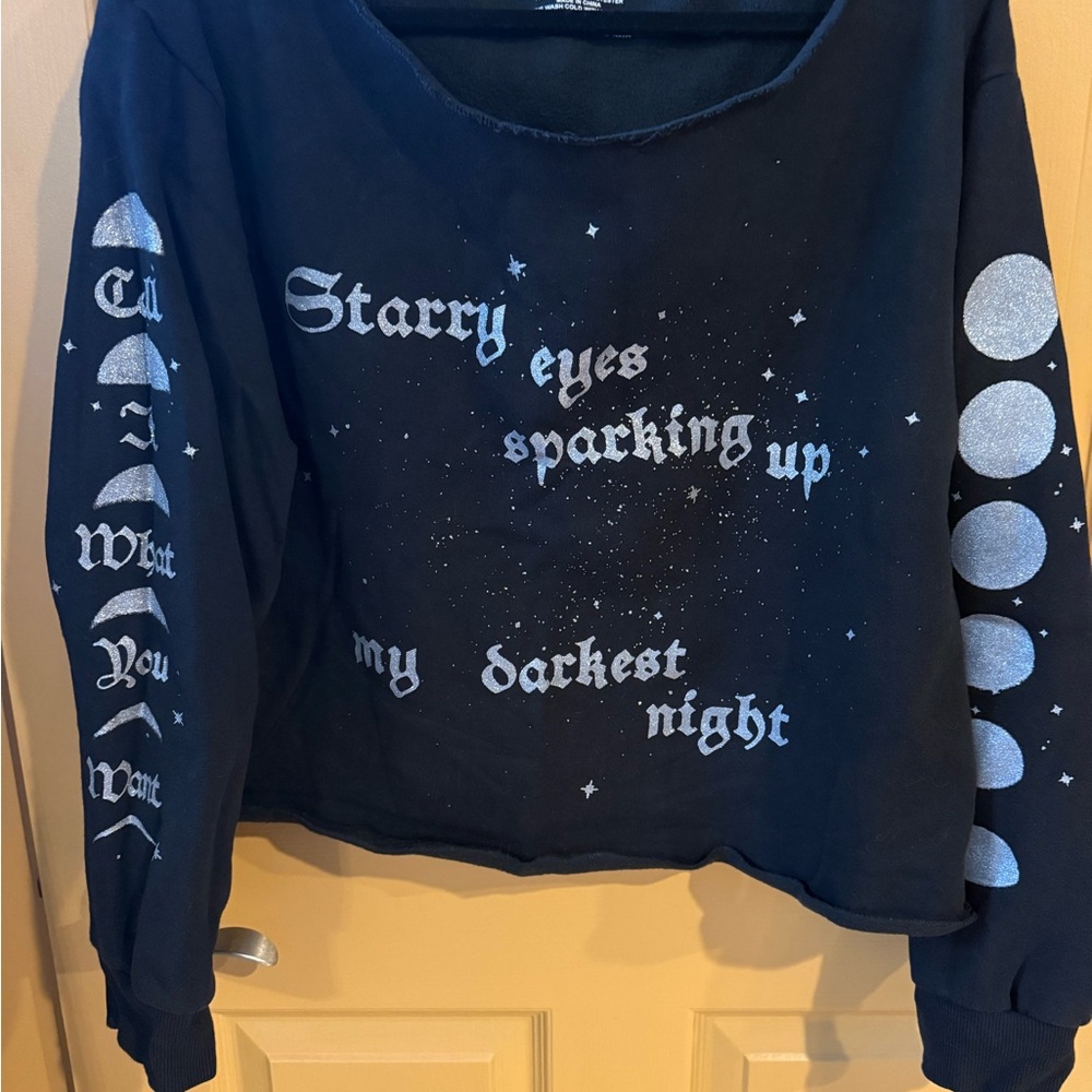 Official Merch- Taylor Swift Graphic Sweatshirt with Silver Accents